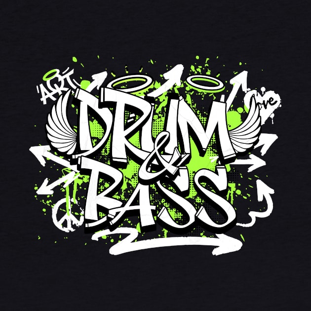 DRUM & BASS - Grafitti Steez (lime/black) by DISCOTHREADZ 